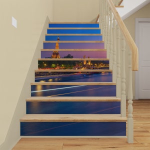 Paris STAIR RISER STICKERS, Stair Riser Streifen, Frankreich Eiffelturm Treppen Wandaufkleber, Stairway abnehmbare Tapete Peel & Stick