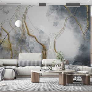 Marble WALLPAPER, Modern Wall Covering, Gold Vein Wallpaper, Abstract Wall Decor, Marble Texture Peel & Stick Marble Look Wall Mural