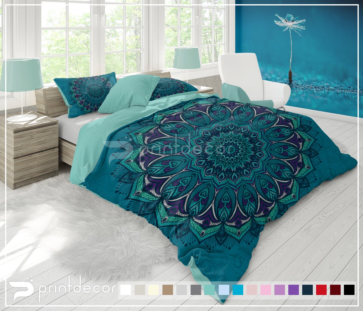 18 X 28 INCHES STANDARD SIZE INDIAN BLUE PEACOCK MANDALA PILLOW COVERS  SHAMS