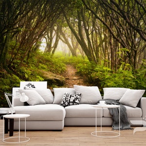 Magical Forest WALL MURAL, Papier peint Green Forest, Grande murale, Autocollant Peel & Stick Photo Mural, Forest Path Wall Covering