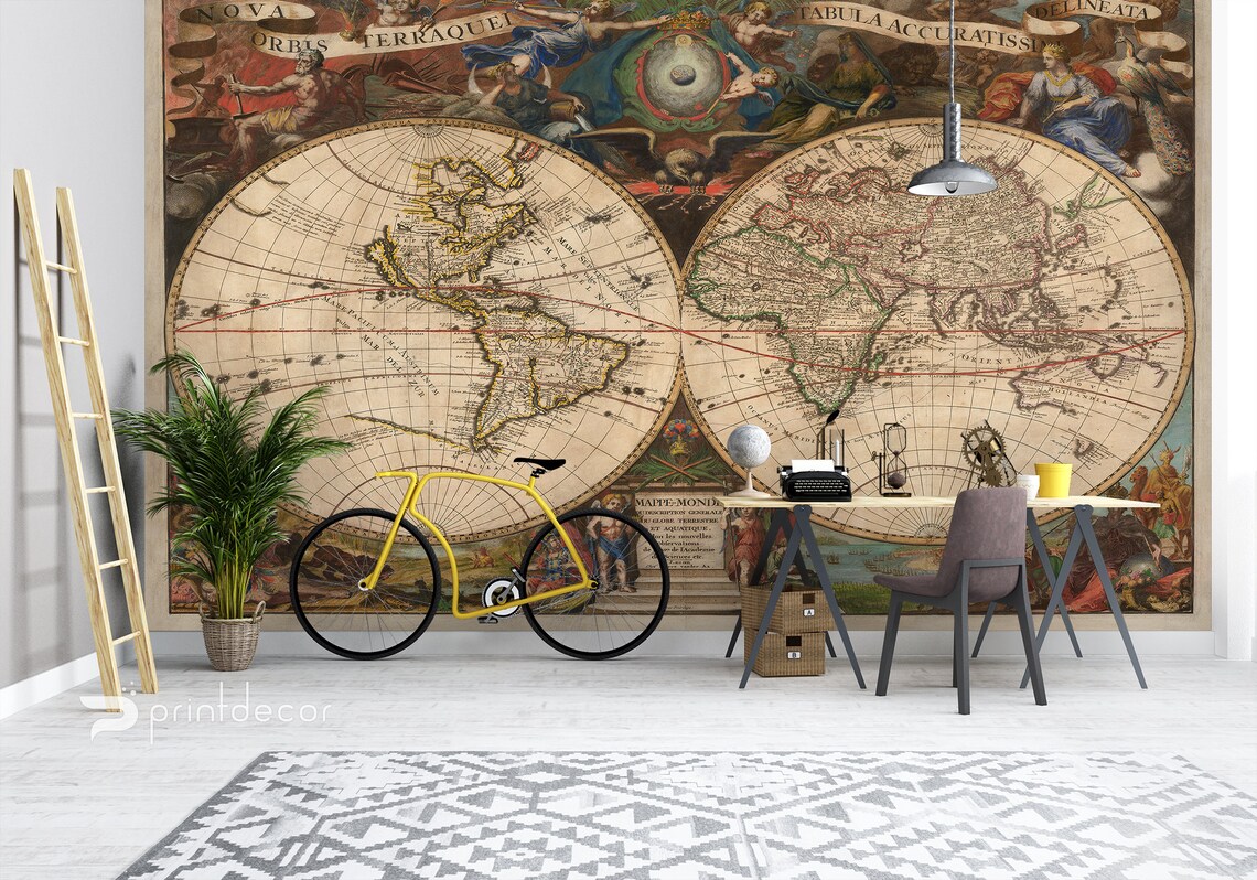 Beautiful Old World Map MURAL Vintage Map of the World WALL - Etsy