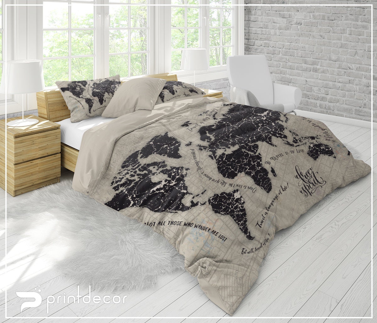 World Map Bedding Free Spirit Duvet Cover Set 50