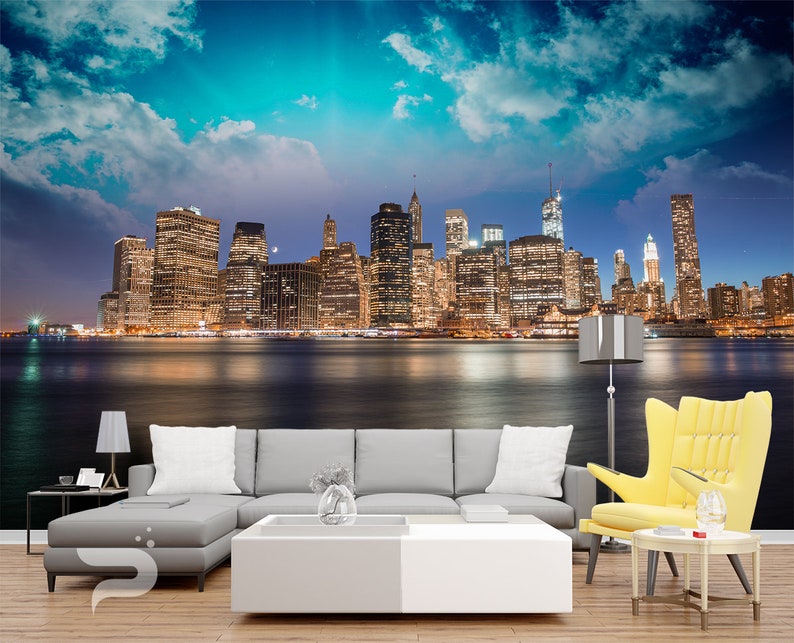 New York WALL MURAL Brooklyn Wall Covering Big Apple Etsy
