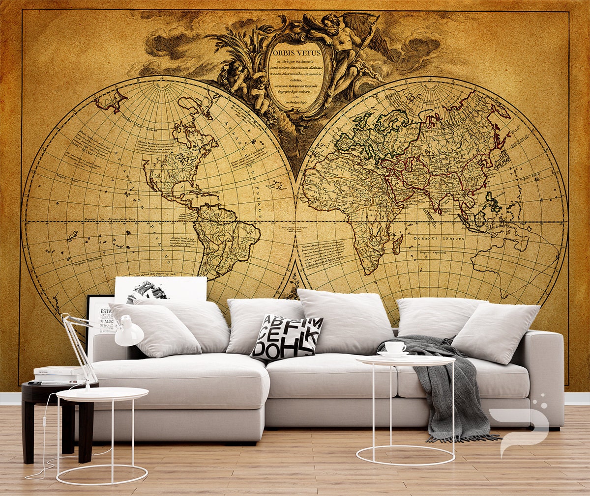 Premium Vintage World Map Wallpaper Homes  Offices  lifencolors