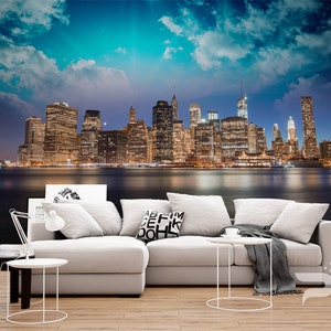 New York WANDBILD, Brooklyn Wandbedeckung, Big Apple Cityscape Wandkunst Poster, abnehmbar und wiederverwendbar, Peel & Stick Tapete Wandbild