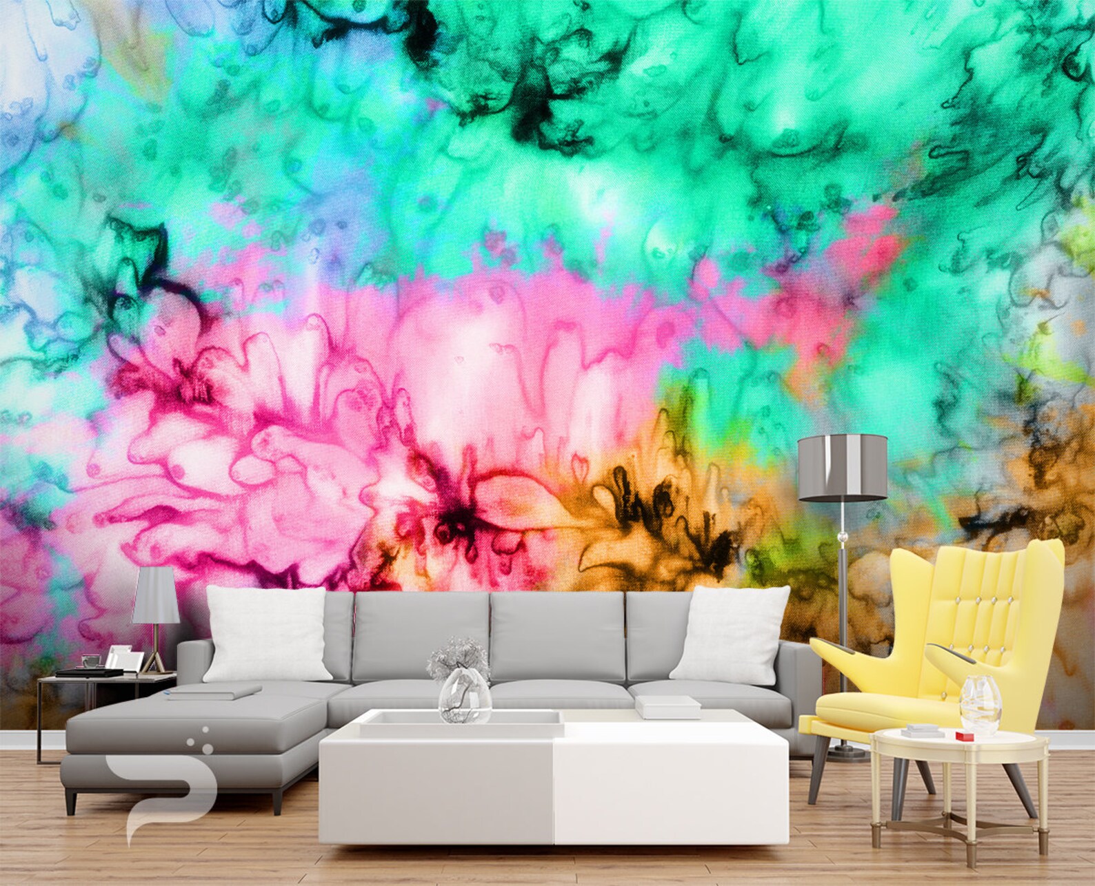 Abstract WALL MURAL Colorful Wallpaper Abstract Wall Art - Etsy
