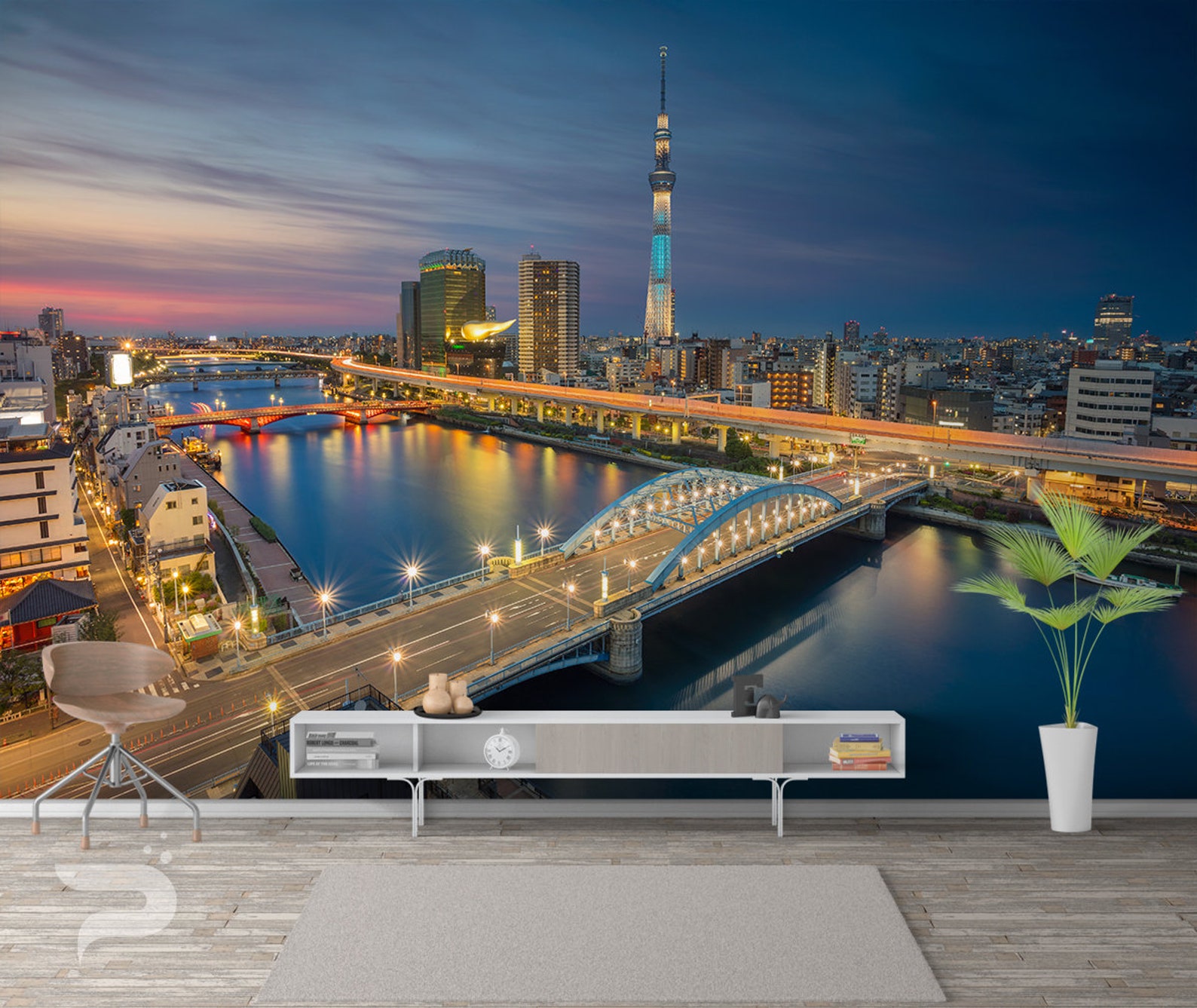 Tokyo Nightscape WALL MURAL Japan Wall Covering Tokyo Etsy