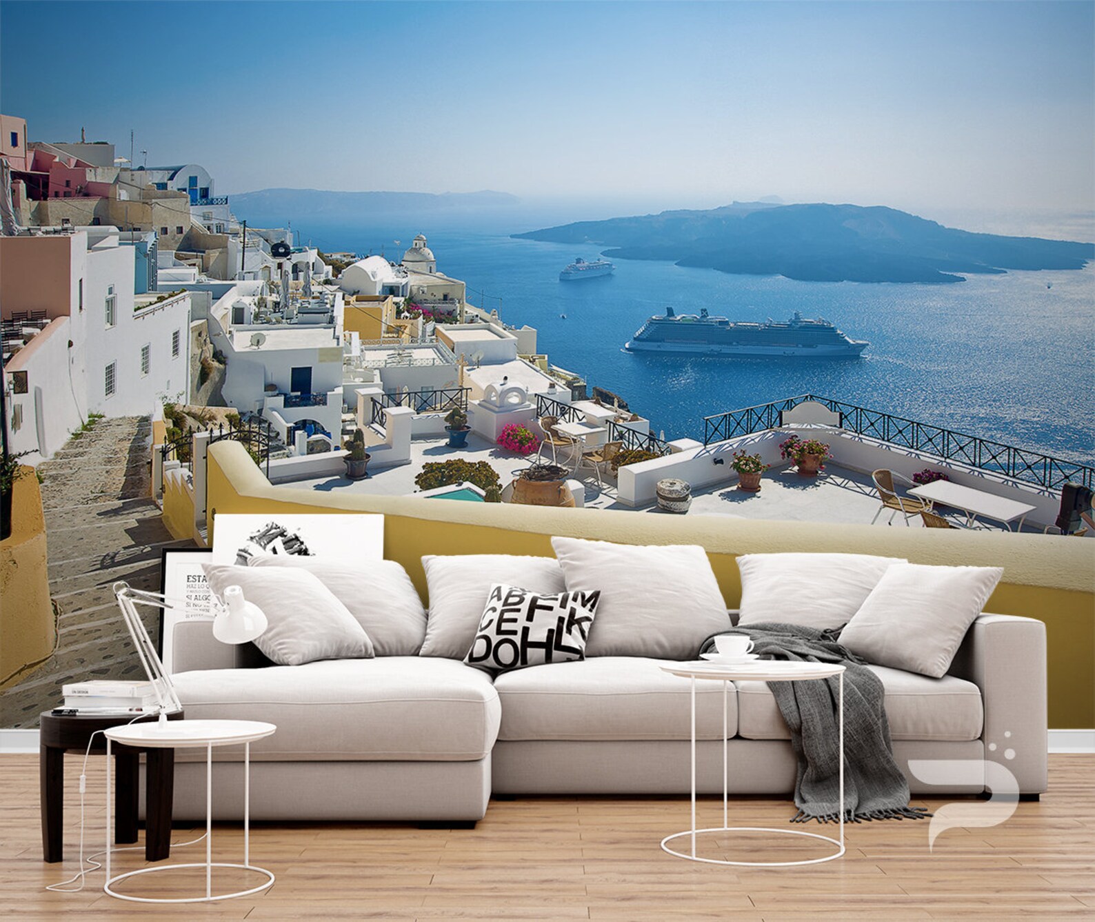 Santorini Island WALL MURAL Greece Wall Covering Sunrise Etsy
