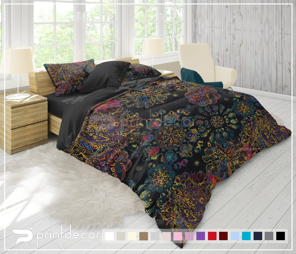 Mandala BEDDING SET Rainbow Hippie Mandala Bedding Bohemian Duvet Cover Set Boho Gypsy Bedding Twin Full Queen King Bohochic Bedding Etsy