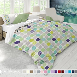 Retro Bedding Set, Retro Duvet Cover Set, Modern Geometry Bedding, Mid Century Bedding, Vintage Bedding, 70’s Duvet Cover Set, Retro Pillows
