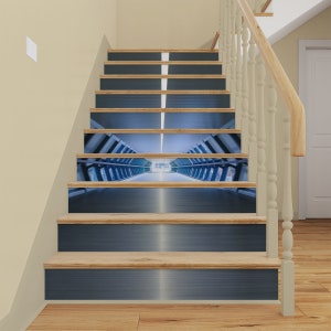 Abstract STAIR RISER STICKERS, Stair Riser Vinyl Strips, Modern Staircase Mural Sticker, Stairway Removable Wallpaper Peel and Stick
