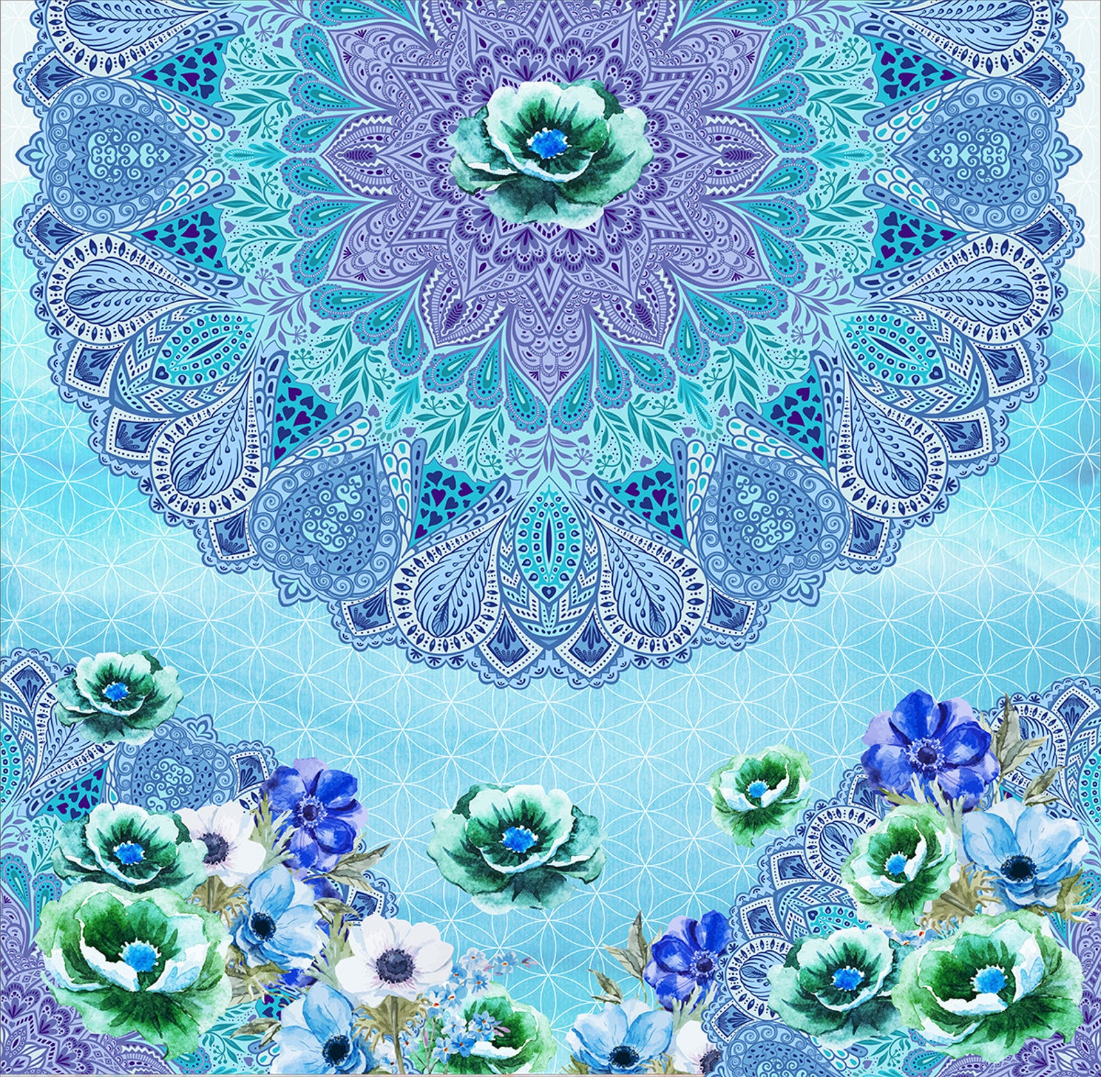 Mandala Bedding Set Lavender Purple and Turquoise Mandala and Etsy