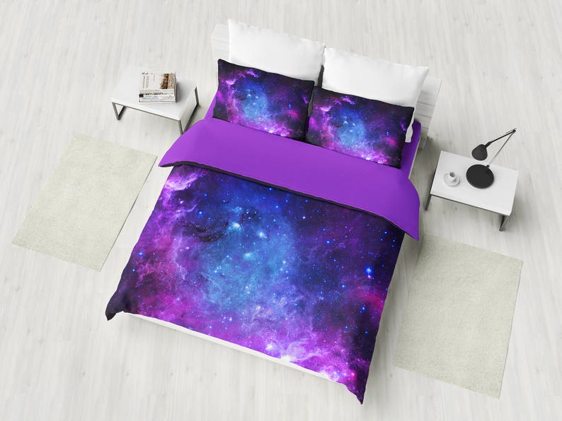 Purple Nebula Bedding Set Galaxy Duvet Cover Deep Space Image 0