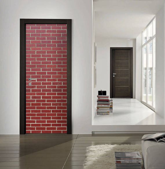 Red Brick Wall DOOR MURAL Sticker, Self Adhesive Door Wrap, Peel & Stick  Removable Door Covering Wallpaper 