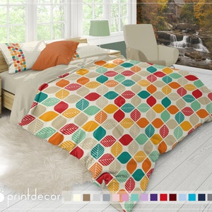 Retro Bedding Set, Retro Duvet Cover Set, Modern Geometry Bedding, Mid Century Bedding, Vintage Bedding, 70’s Duvet Cover Set, Retro Pillows