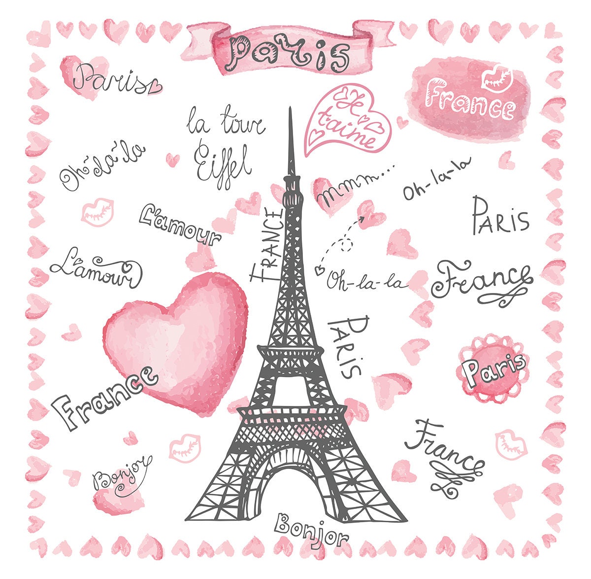 Paris Bedding Set, France Duvet Cover Set, Eiffel Tower