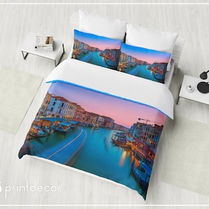 Photo BEDDING, Venice Italy Duvet Cover Set, Photography Art Bedding, Best Duvet Covers Bedspread, College Dorm Bedding, Full, Queen, King