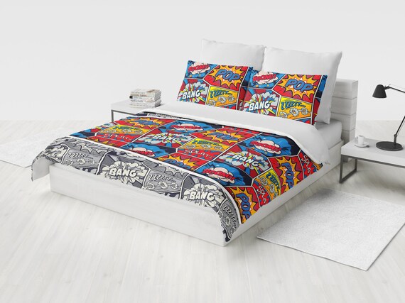 Pop Art Bedding Set Retro Duvet Cover Set Vintage Bedding Etsy