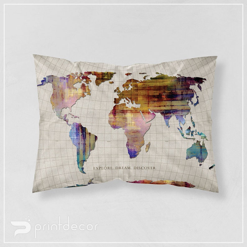 Travel Map Bedding Boho Adventure Map Duvet Cover Set Grunge Etsy