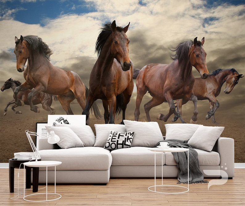 Wild Horses Wall Mural Bronco Covering Running Mustangs Art Print Poster Removable And Reusable L Stick Wallpaper