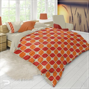 QUEEN / KING Retro Bedding Set, Groovy Duvet Cover Set, Geometry Bedding, Mid Century Vintage Bedding, Retro Bedoom decor