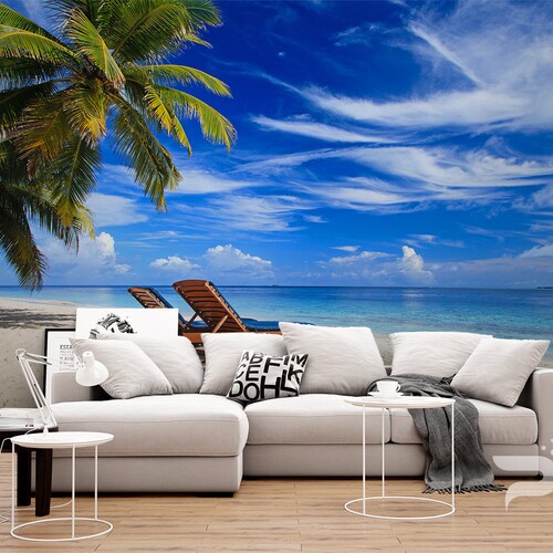 Peel and Stick Ocean Beach Wall Mural Self Adhesive Blue - Etsy