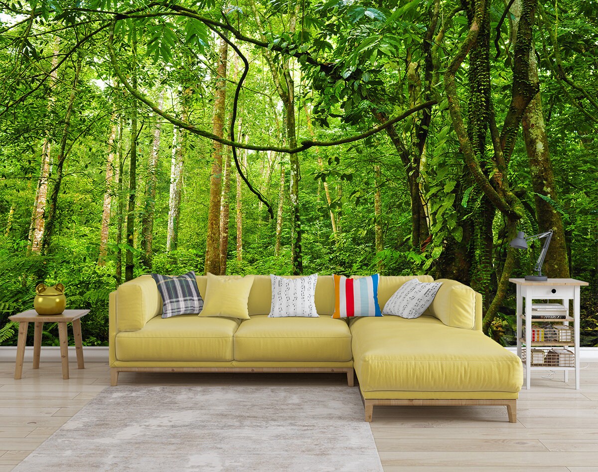 Jungle Adventure WALLPAPER MURAL Tropical Forest Wall Mural Etsy