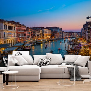 Venice Grand Canal WALL MURAL, Gondola Boats Wallpaper Mural, Large Wall Mural, Self Adhesive Peel & Stick Mural, Venice Wall Murals