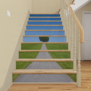 Lonely Tree STAIR RISER DECALS, Stair Riser Vinyl Strips, 3D Staircase Mural Sticker, Stairway Decor Removable Wallpaper Peel and Stick