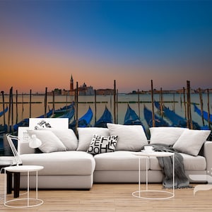 Venice Sunrise WALL MURAL, Gondola Wallpaper Mural, Large Wall Mural, Self Adhesive Peel & Stick Mural, Venice Wall Decor, Wall Murals