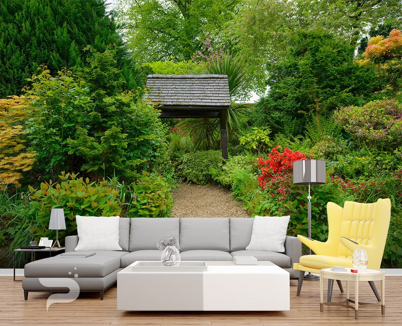 Japanese Garden WALL MURAL Green Garden Wallpaper Mural Etsy