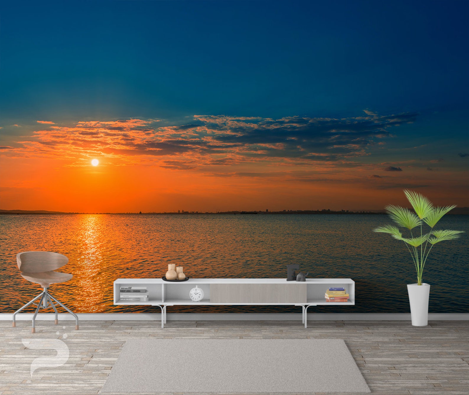 Sunset Over the Sea WALL MURAL Beach Wallpaper Mural Large Etsy