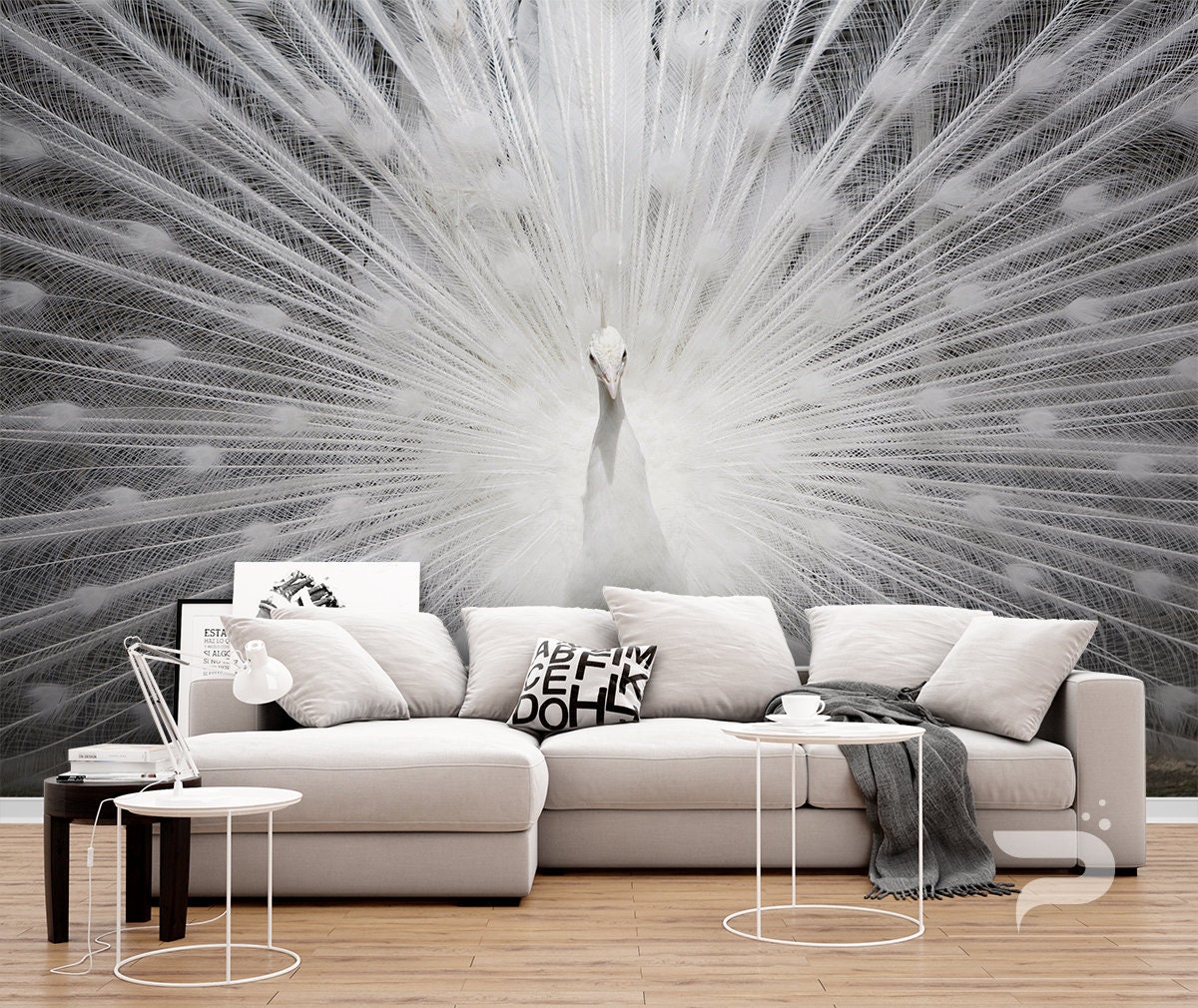 White Peacock WALL MURAL Animal Wall Covering Beautiful - Etsy White Peacock WALL MURAL Animal Wall Covering Beautiful - Etsy
