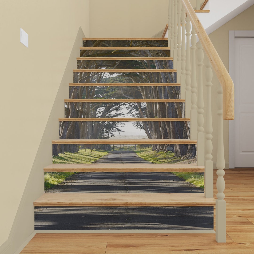 Déco Murale 3D Pour Escalier – Stickers Vinyles Arbres Et Grotte (neuf)