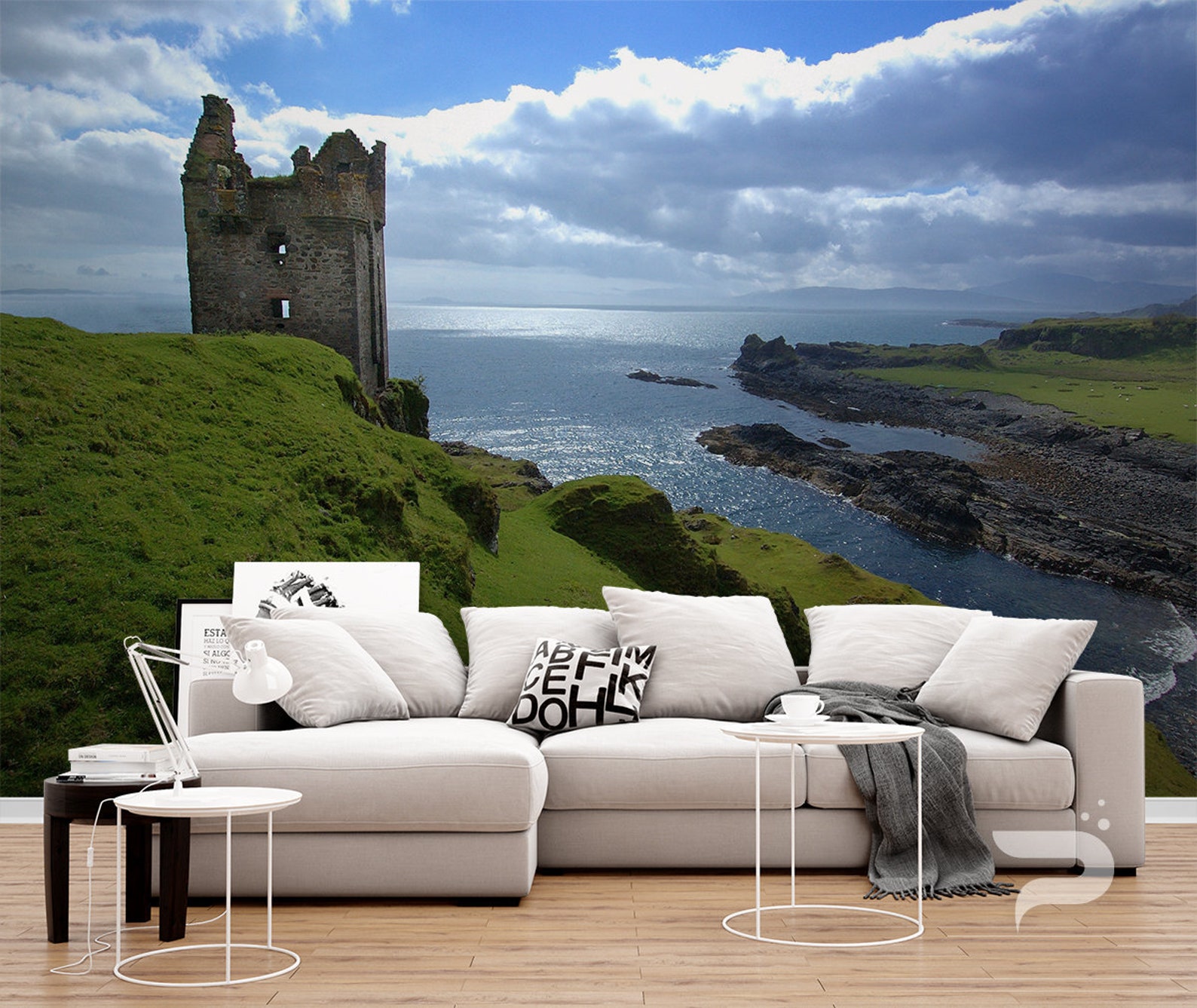 Coast of Scotland WALL MURAL, Nature Wall Covering, England Castle