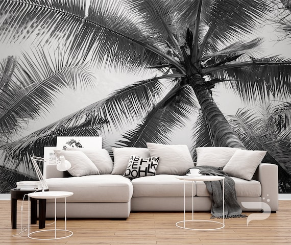 black and white palm tree wallpaper