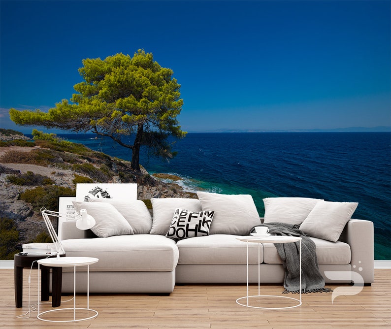 Large Wall Mural Lonely Tree WALL MURAL Sea Cliffs Greece Self Adhesive