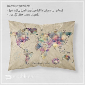 Housses d’oreiller Hipster World Map, housses d’oreiller Adventure Map, Ensemble de cartes de voyage de 2 housses d’oreiller