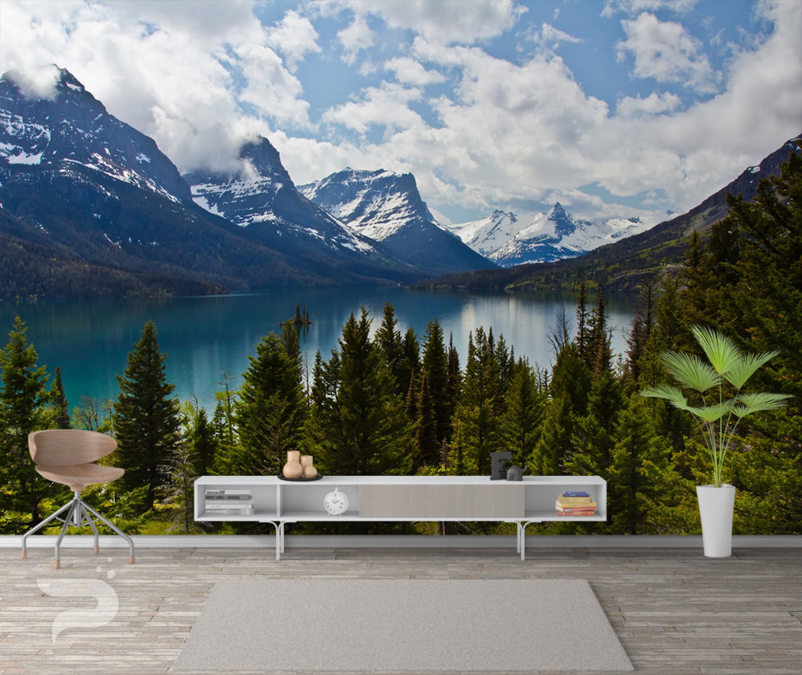 Mountain Lake WALL MURAL Forest Wall Covering Mountain Wall - Etsy