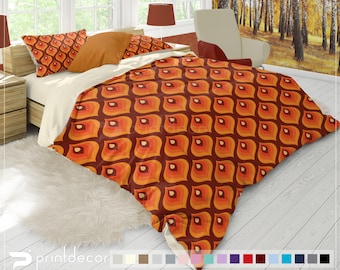 Retro Bedding Set, Retro Groovy Duvet Cover Set, Geometry Bedding, Mid Century Bedding, Vintage Bedding, 50s Duvet Cover Set
