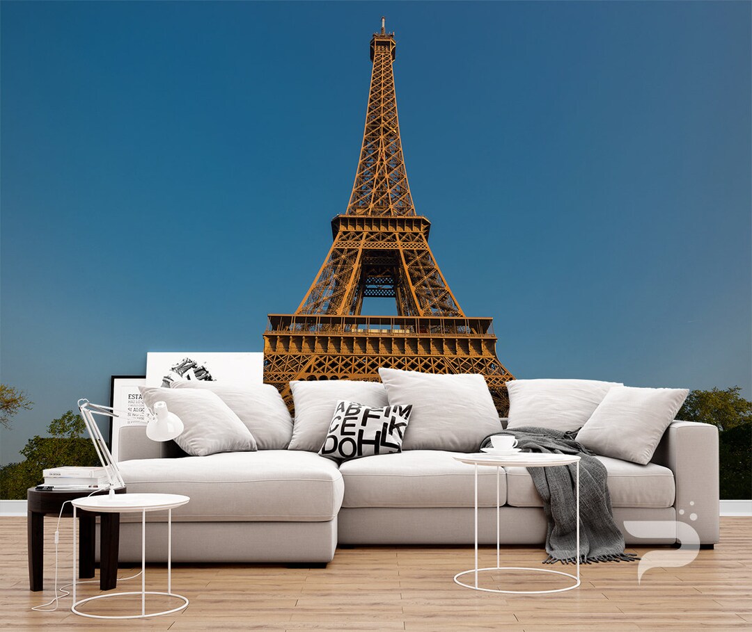 Eiffel Tower WALL MURAL Paris Wallpaper Mural Large Wall Etsy
