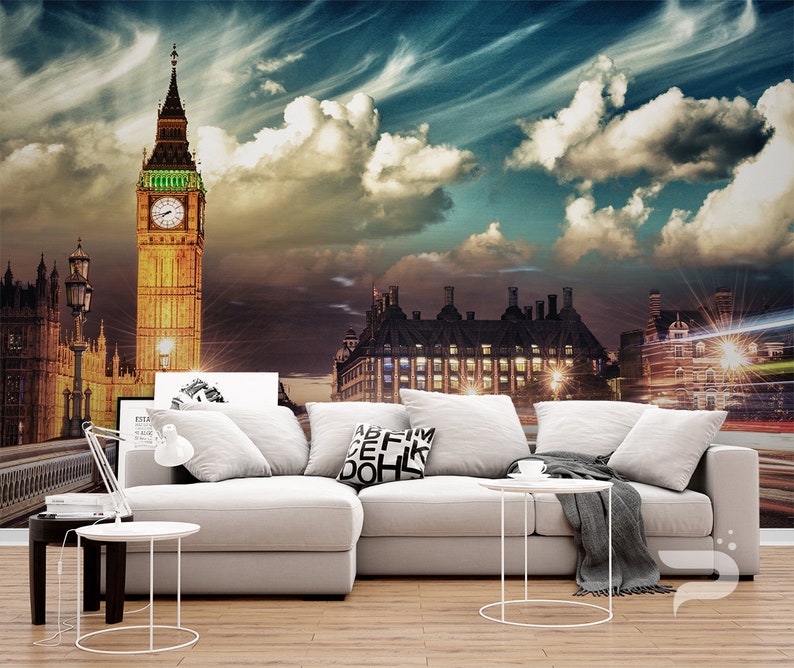3D Mural London WALL MURAL Self Adhesive Peel and Stick Photo Mural London UK Wall Covering Big Ben Tower Wallpaper