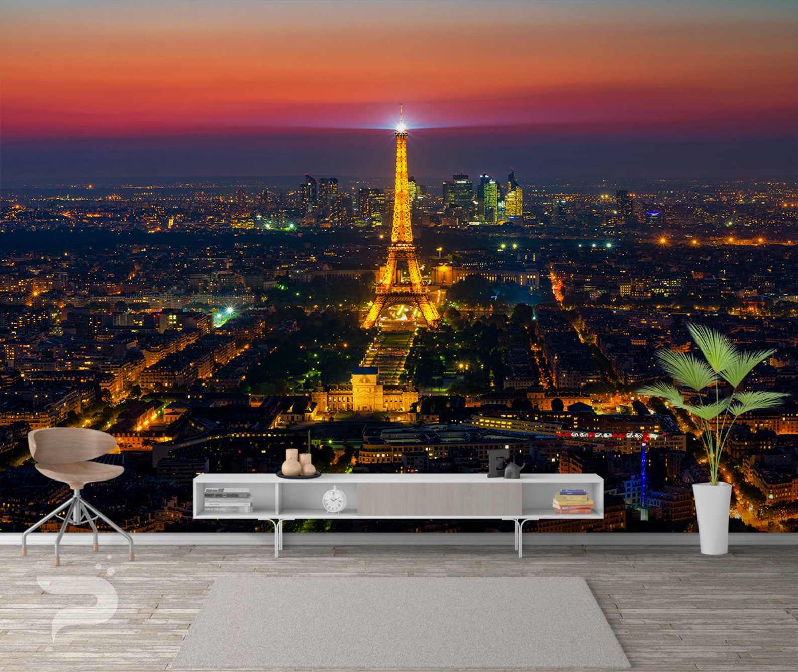 The Eiffel Tower WALL MURAL Paris Wallpaper Mural Large Wall Etsy