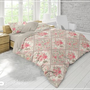 Shabby Chic Bettwäsche, Blumen Bettbezug Set, Sanfte Rosen Bettwäsche, Blumen Bettwäsche, Twin, Full, Queen, King Bettüberwurf, Antik Stil Bettwäsche