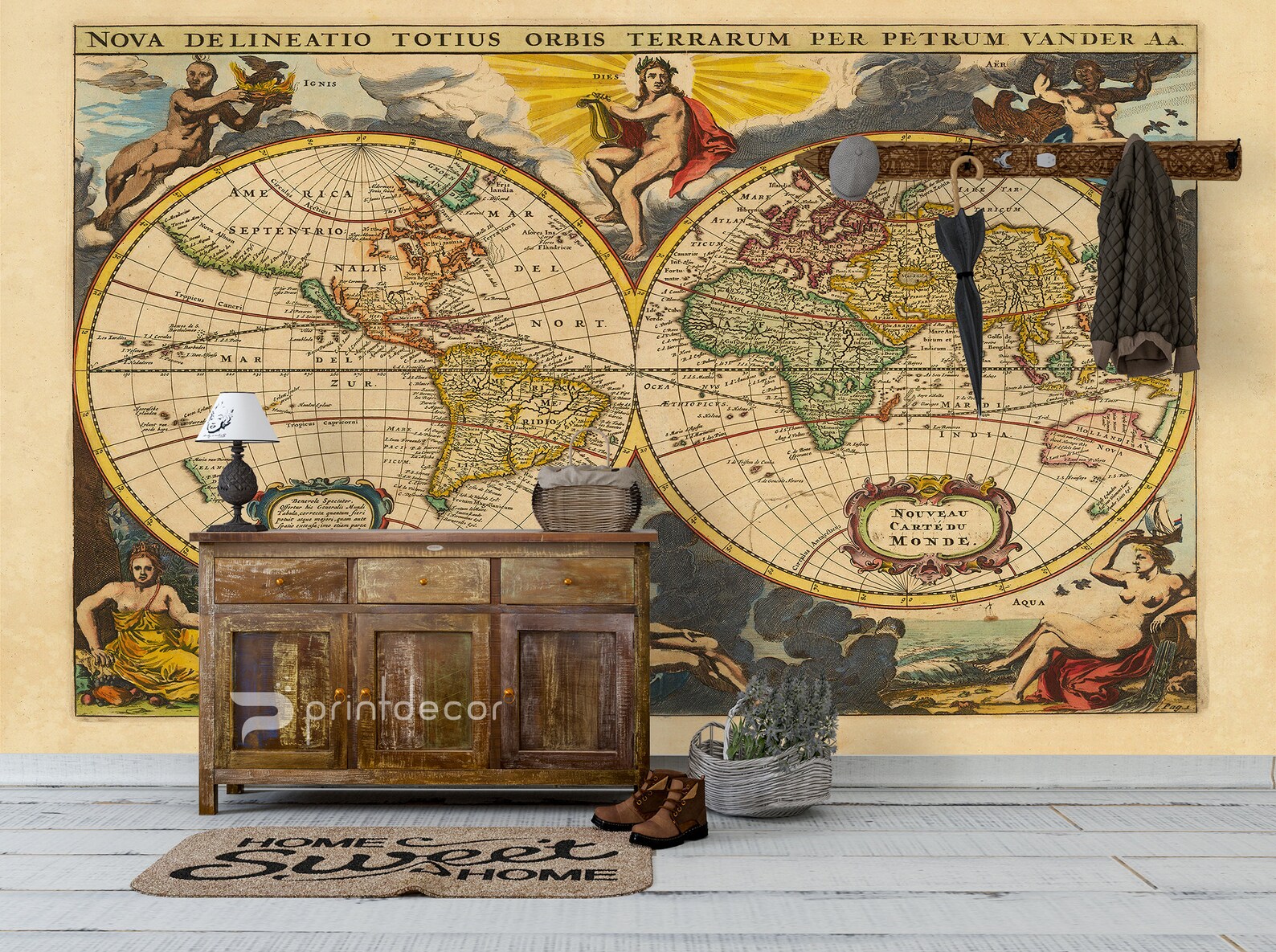 Old World Map Wall Mural Vintage World Map Wallpaper Etsy