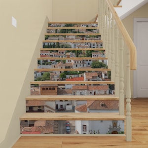 3D STAIR RISER DECALS, Stair Riser Vinyl Strips, Granada Spain Staircase Mural Sticker, Stairway Removable Wallpaper Peel and Stick