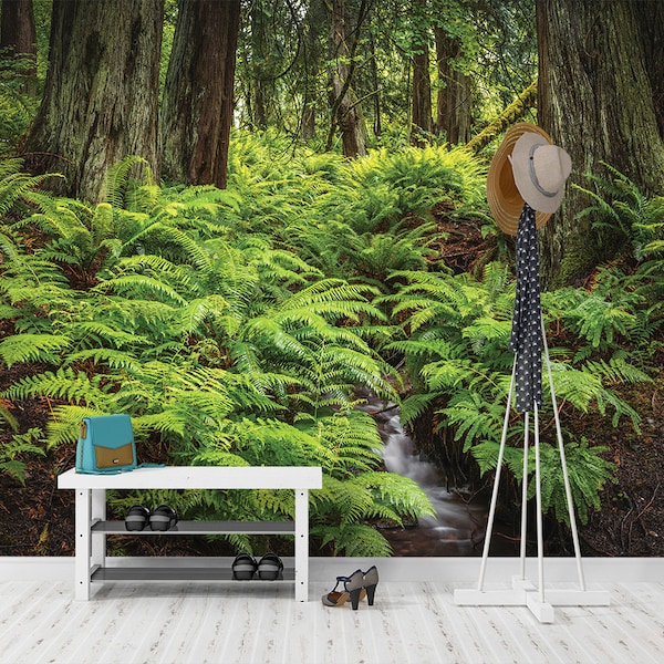 Peel and Stick Wallpaper Forest Green Etsy