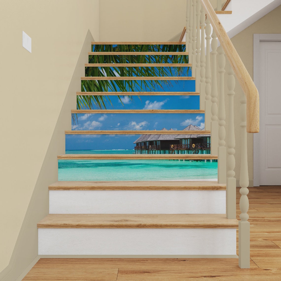 Déco Murale Adhésive 3D Beach Waves NA271 – Marche D’escalier Ou Mur – Neuf