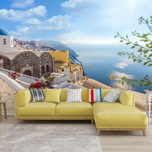 Santorini Traumtapete Wandbild, Griechenland Wand wandbild, große Wand wandbild, selbstklebend Peel & Stick Wandbild, Insel Wohnen Wandbedeckung