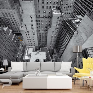 New York Wand wandbild, Big Apple Wandbedeckung, Schwarz-Weiß Stadtbild Wand KunstDruck Poster, US Wand Dekor, abnehmbare Peel & Stick Wandbild